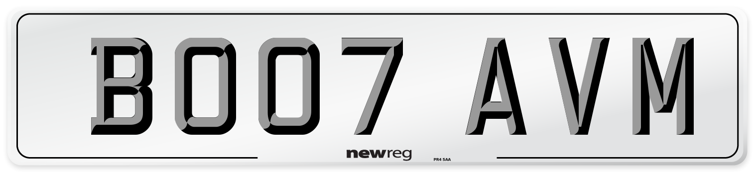 BO07 AVM Number Plate from New Reg